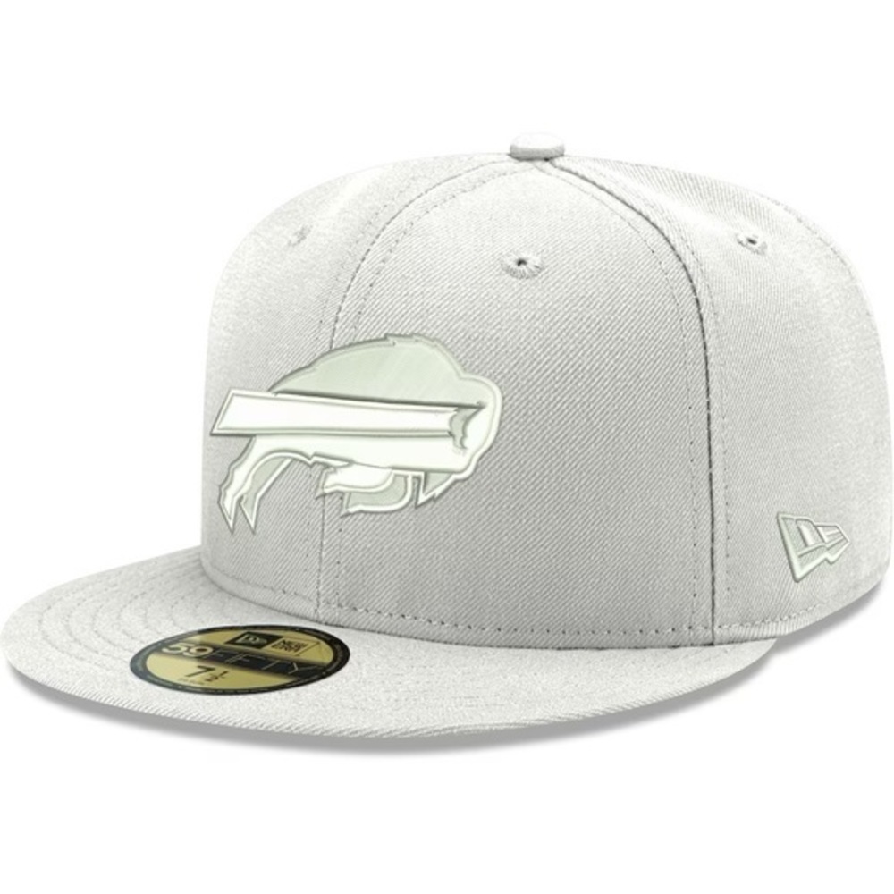 59 FIFTY Buffalo Bills Hat White On Whte Exclusive Yohandy NWT Fitted Size 8
